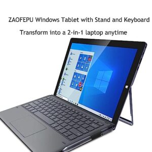 ZAOFEPU 11.6” Windows Laptop, 6+128GB Windows 10 Home Tablet PC, 2 in 1 Laptop with Touchscreen, 1920x1080 FHD Large Screen Tablet Computer Comes with a Bracket and Keyboard, Powerful 5000mAh-Black