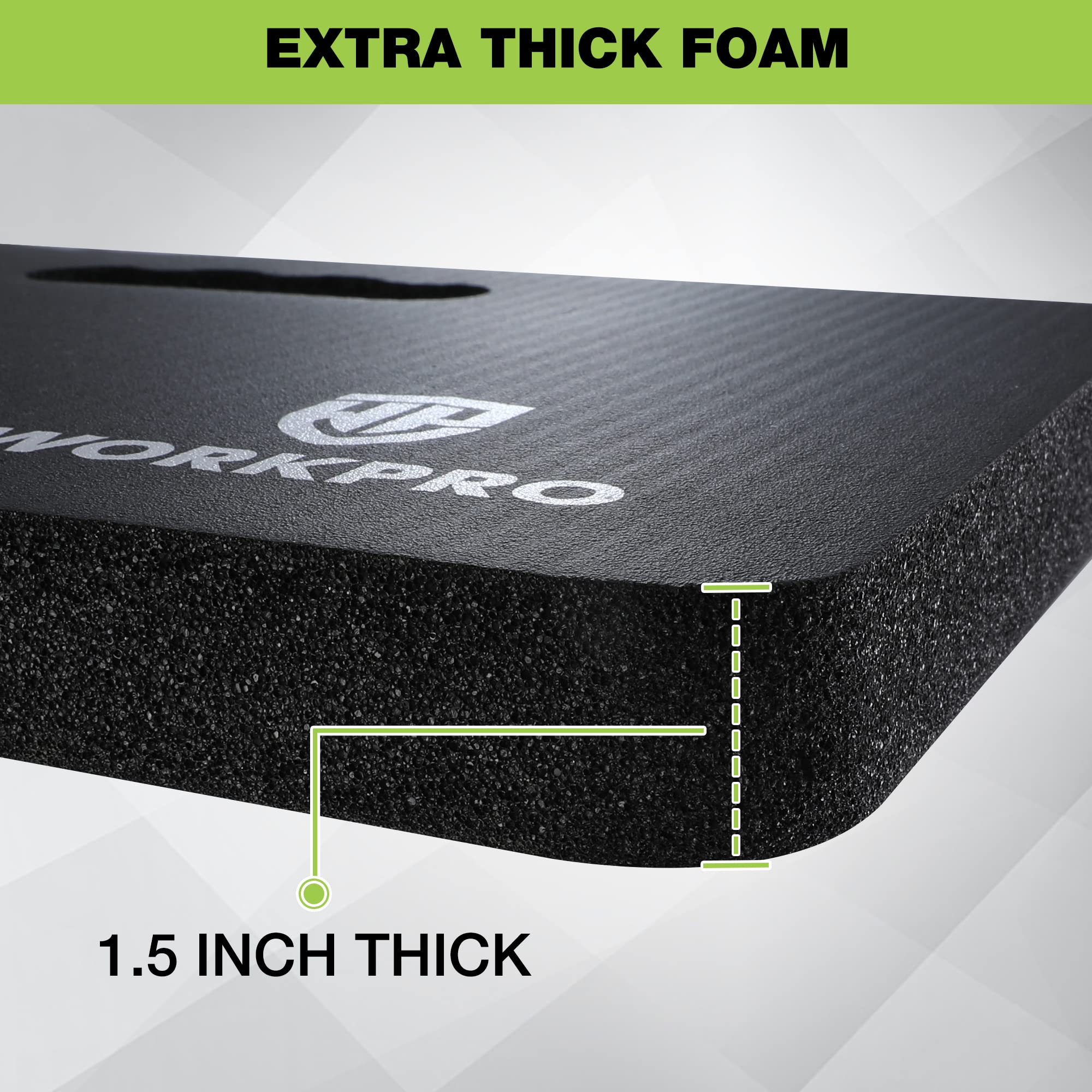 WORKPRO Extra Thick Kneeling Pad, Soft Foam Cushioning for Knee, Large Foam Kneeler Mat for Gardening, Bathing Baby, Workout Supplies, 17.5 x 11 x 1.5 in, Black