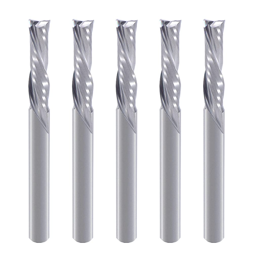 Downcut Spiral Router Bits 5/32 inch Shank, 5/32 inch Cutting Diameter,0.67 inch Cutting Length,Solid Carbide CNC Router Bits End Mill for Wood Cut, Carving