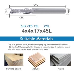 Downcut Spiral Router Bits 5/32 inch Shank, 5/32 inch Cutting Diameter,0.67 inch Cutting Length,Solid Carbide CNC Router Bits End Mill for Wood Cut, Carving