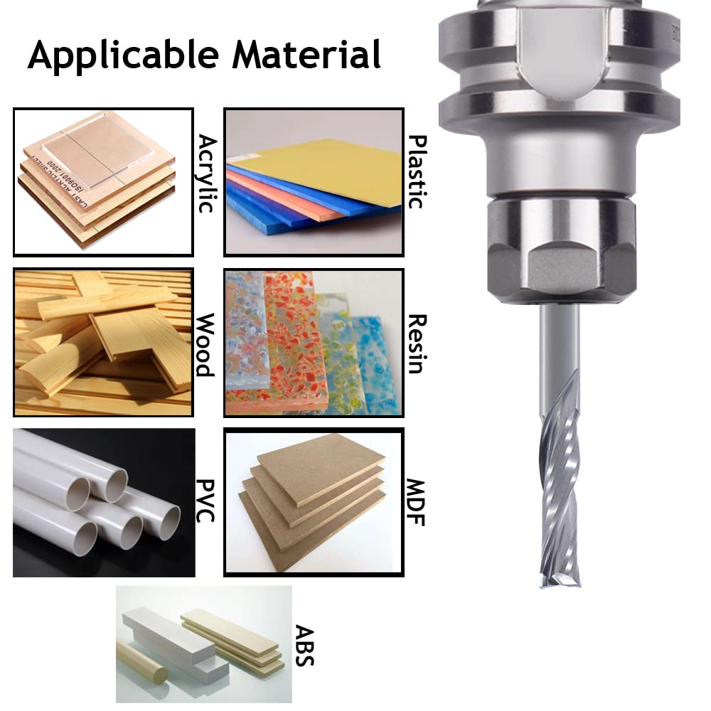 Downcut Spiral Router Bits 5/32 inch Shank, 5/32 inch Cutting Diameter,0.67 inch Cutting Length,Solid Carbide CNC Router Bits End Mill for Wood Cut, Carving