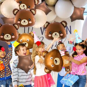 14 Pcs Bear Balloons, Teddy Bear Balloons Baby Shower Decorations Foil Animal Balloons for We Can Bearly Waits Theme Birthday Party Decor Supplies