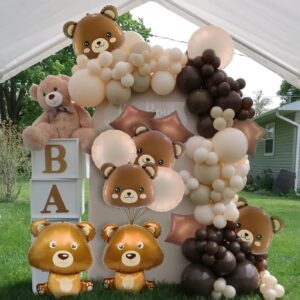 14 Pcs Bear Balloons, Teddy Bear Balloons Baby Shower Decorations Foil Animal Balloons for We Can Bearly Waits Theme Birthday Party Decor Supplies