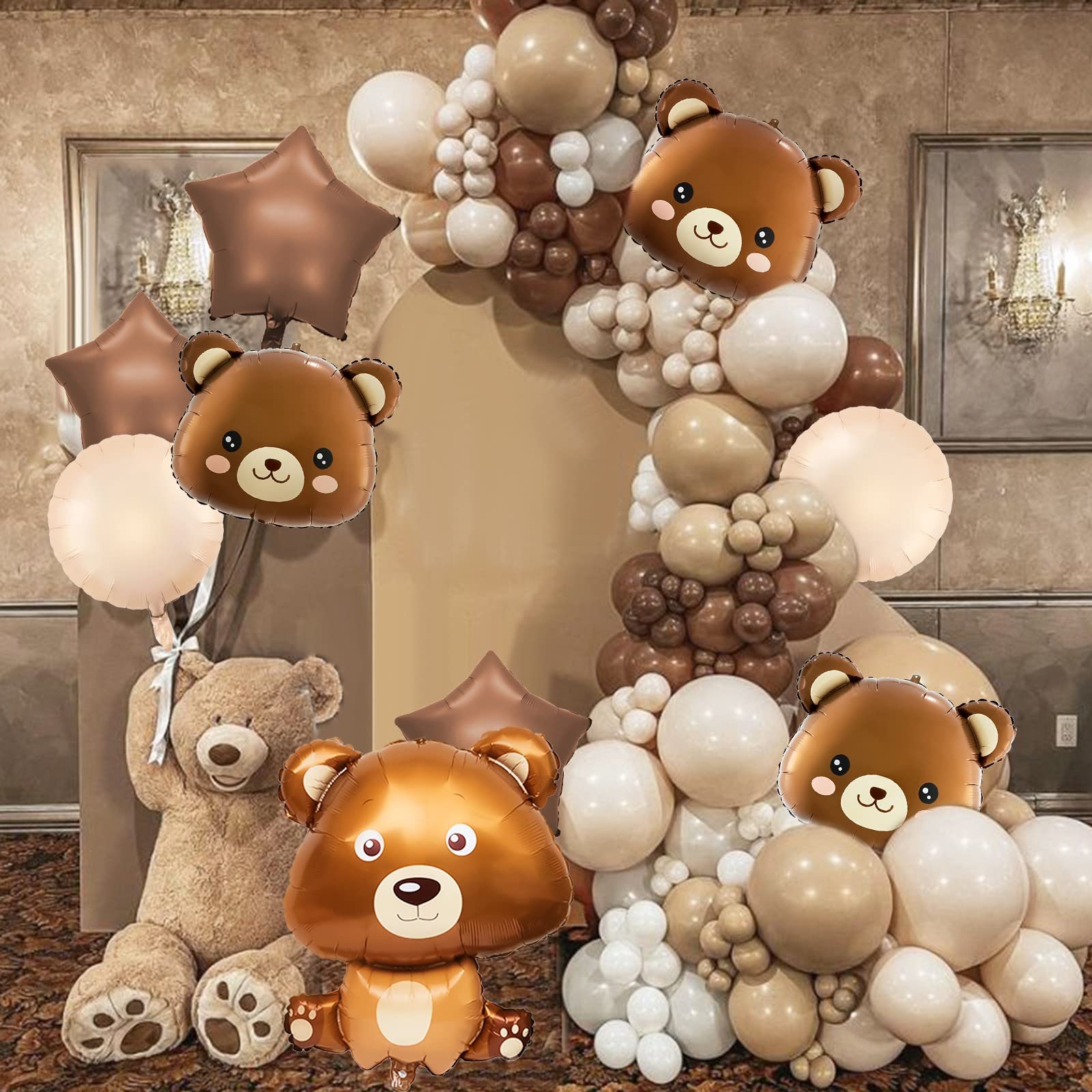 14 Pcs Bear Balloons, Teddy Bear Balloons Baby Shower Decorations Foil Animal Balloons for We Can Bearly Waits Theme Birthday Party Decor Supplies