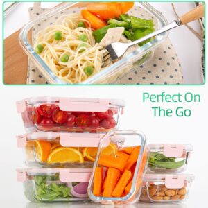 UMEIED 10 Pack Glass Food Storage Containers with Lids Leakproof, Airtight Glass Meal Prep Containers For Lunch, On The Go, Leftover, Dishwasher Safe