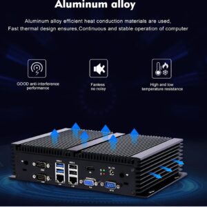 Fanless Mini PC Intel Core I7 Windows 10 Pro,16GB Ram 256GB SSD,6*COM Rs232,HDMI,VGA, 8*USB, 2.4G+5G Dual WiFi,Industrial Barebone Mini Desktop Computer