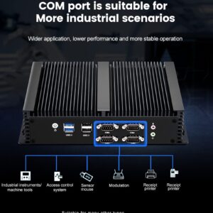 Fanless Mini PC Intel Core I7 Windows 10 Pro,16GB Ram 256GB SSD,6*COM Rs232,HDMI,VGA, 8*USB, 2.4G+5G Dual WiFi,Industrial Barebone Mini Desktop Computer