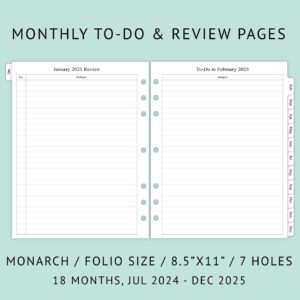 2024 Monthly Planner Refill Folio Size, 12 Months Run January 2024 to December 2024, Two Pages Per Month, 8-1/2" x 11", Size 5