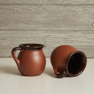 Verve CULTURE Hot Chocolate Mugs, Set of 2 Mexican Clay Mugs, Handmade Coffee Cups for Cocoa, Coffee and Tea