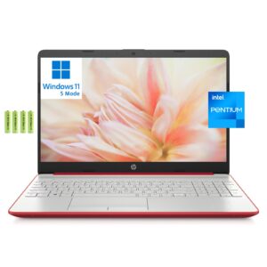 hp newest 15 15.6" hd laptop computer, intel 4-core pentium processor, 32gb ram 2tb ssd, 1-year office 365, numeric pad, wi-fi, bluetooth 4.2, ethernet, fast charge, windows 11(s mode), red, w/battery