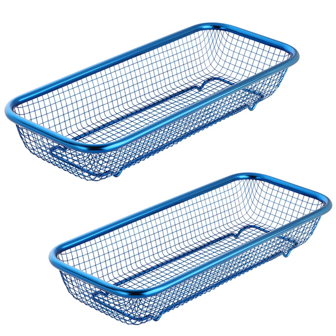 QOBIMOON Stainless Steel Utensil Drying Rack/Chopsticks/Spoon/Fork/Knife Drainer Basket Set of 2 Flatware Storage Drainer Silverware Cutlery Basket Flatware Organizers-Blue