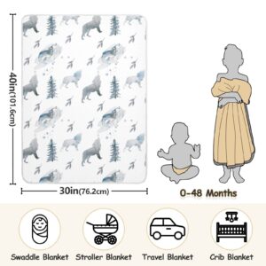 Ollabaky Animal Wolf Baby Blanket for Boys Girls Cotton Throw Blanket Swaddle Blanket for Crib Stroller Nursery Receiving Blanket Infant Toddler Unisex 30"x40"