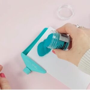 Craftelier - Rigid Tray for Glitter, Embossing Powders and Glitter | Ideal for Decorating Scrapbooking and Craft Projects | Includes Screw Cap | Turquoise Colour - Size 10,7 x 7 cm