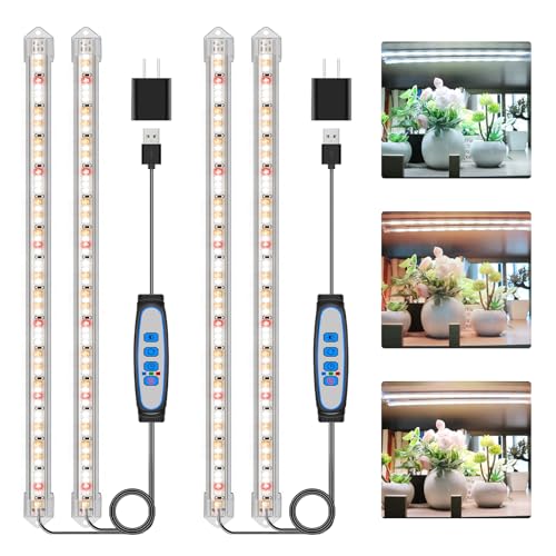 Kullsinss 16" Plant Grow Light Strips, 120 LEDs Grow Lights for Indoor Plants Full Spectrum with Upgrade Timer 6/12/16 Hrs, 5 Dimmable Levels, 2 Pack Sunlike Grow Lamp for Hydroponics Succulent