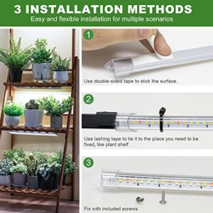 Kullsinss 16" Plant Grow Light Strips, 120 LEDs Grow Lights for Indoor Plants Full Spectrum with Upgrade Timer 6/12/16 Hrs, 5 Dimmable Levels, 2 Pack Sunlike Grow Lamp for Hydroponics Succulent