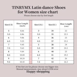 TINRYMX Latin Dance Shoes Women Rhinestones Tango Salsa Performance Ballroom Party Dance Shoes,US 8.5