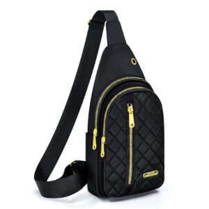 aisijimo small sling bag for women men casual crossbody sling backpack (black)