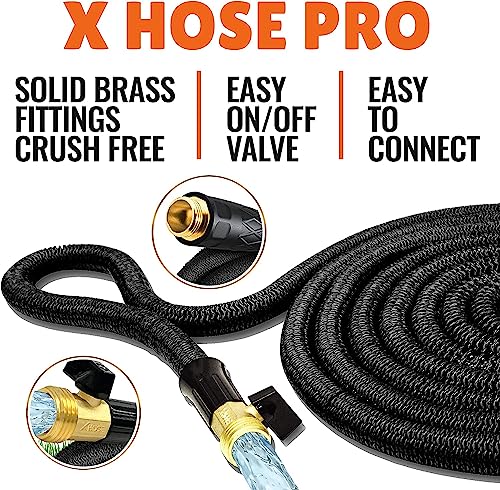 X-Hose Pro Expandable Garden Hose 50Ft Water Hose, Flexible Garden Hose, Heavy Duty Lightweight Retractable Weatherproof, Crush Resistant Fittings, Kink Free Expandable Hose as Seen on TV