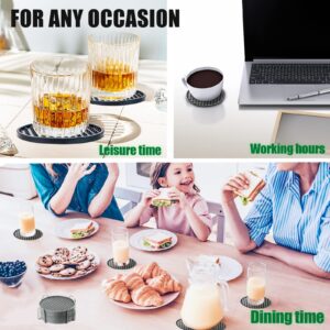 Drink Coasters Set of 8, Silicone Coasters for Drinks with Holder, Cup Mat for Drinks Non-Slip Non-Stick, for Any Table Type Furniture from Damage, Coasters for Fits Any Size of Cup (Black Coasters)