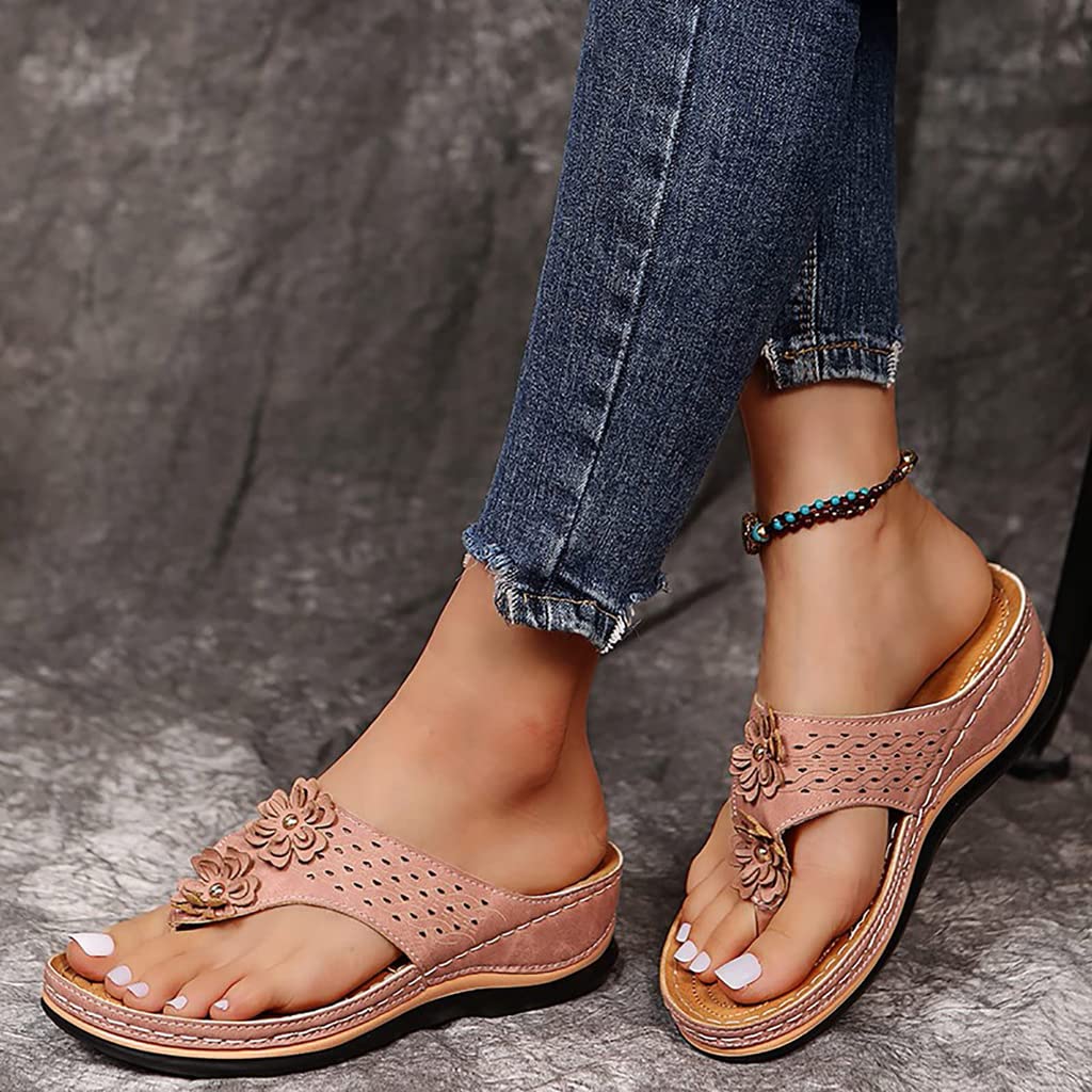 XHLEMON Sandals for Women Premium Walking Slippers with Arch Support Anti-Slip Breathable Sandal Vintage Flip Flop Shoes