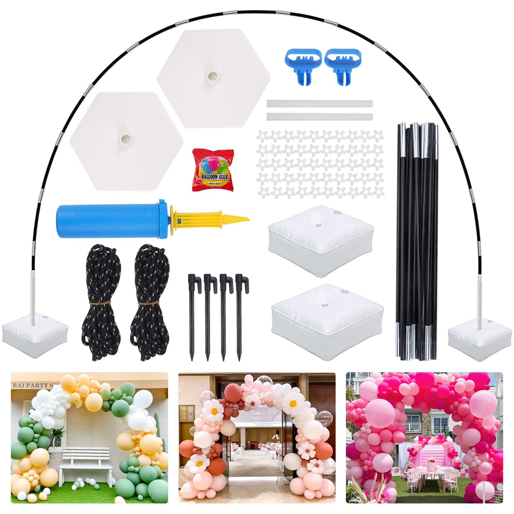 JOYYPOP Improved Balloon Arch Kit, 10ft Wide & 9ft Tall Balloon Arch Stand with Base for Wedding Birthday Baby Shower Graduation Party Decorations