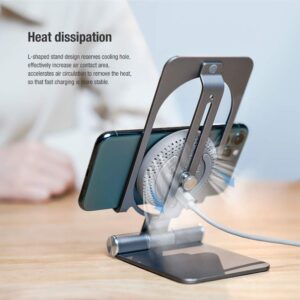 Nillkin Fast Wireless Charger - Metal Foldable and Adjustable Wireless Charging Stand for iPhone 15 14 13 12, Samsung Galaxy S24 S23 S22 S21 Ultra/Plus and Android Phones, PowerHold Mini Space Grey