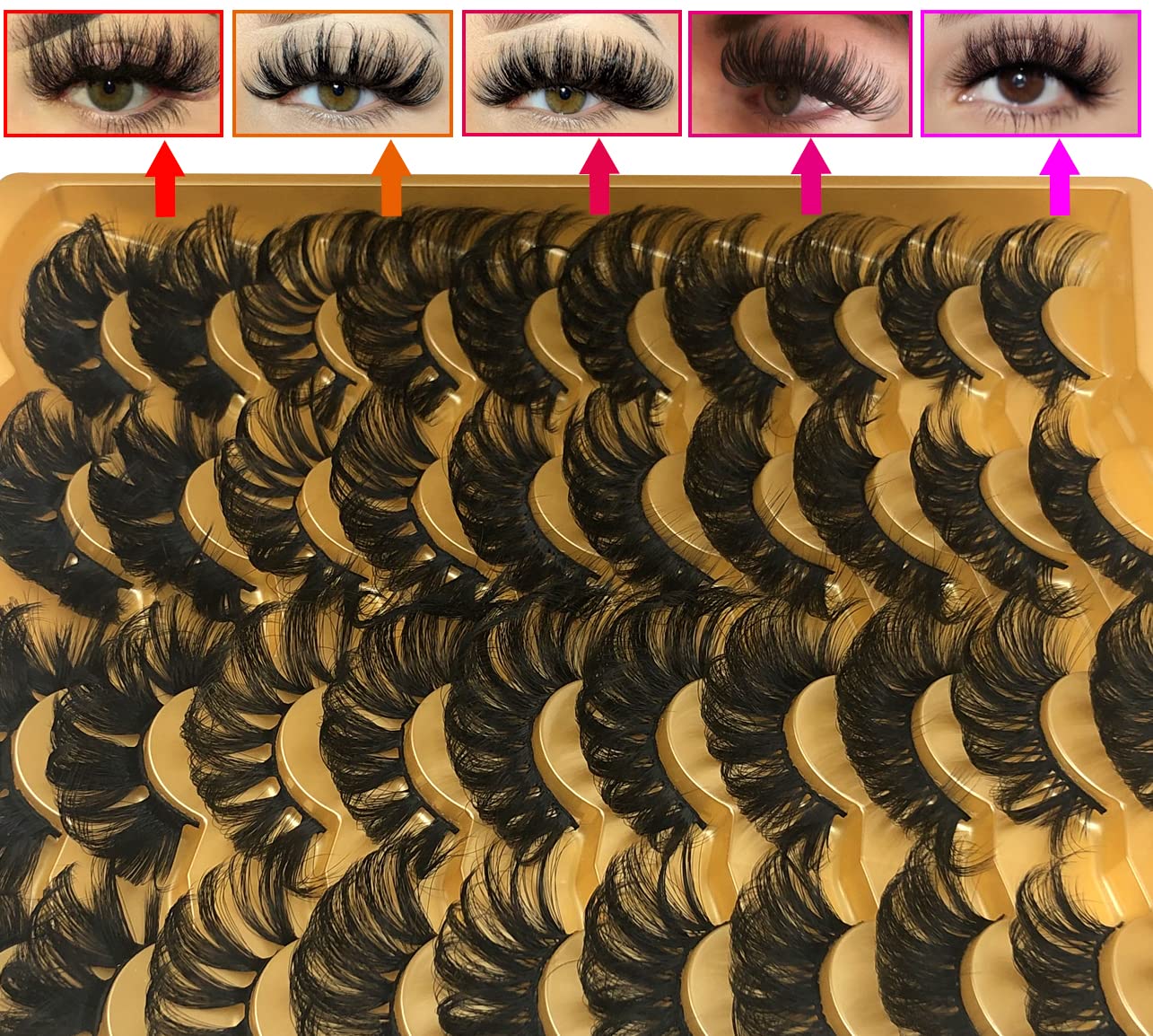 25MM Mink Lashes 25 mm False Eyelashes Long 20 Pairs Pack Dramatic 5D Full Volume Fake Eyelashes 5 Styles Wispy Curly Mink Eyelashes Wholesale, by TIMELABS