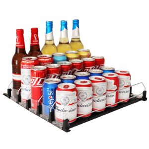 soqte drink organizer for fridge, self-pushing soda can organizer, width ajustable bottle can organizer, large capacity drink organizer, for pantry, fridge and vending machine