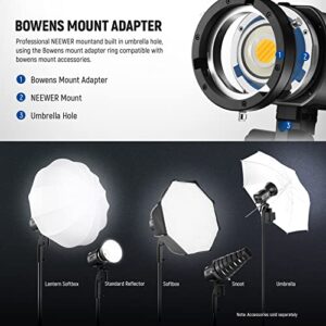 NEEWER MS60B LED Video Light 2.4G/APP Control, 65W Metal Mini Compact COB Continuous Output Lighting Spotlight 2700K-6500K, 40000lux@1m, CRI 97+/TLCI 98+, 12 Effects, PWM Dimming, Bowens Mount, Silver