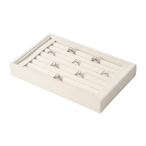 Pangkeep Ring Holder Display Tray Jewelry Organizer Stands for Selling Rings Earrings Show (Beige)