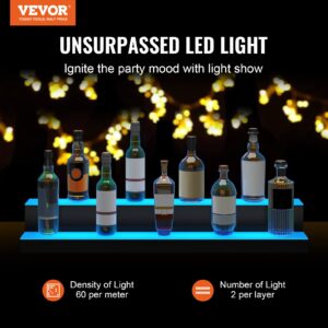 VEVOR LED Lighted Liquor Bottle Display, 2 Tiers 40 Inches, Supports USB, Illuminated Home Bar Shelf with RF Remote & App Control 7 Static Colors 1-4 H Timing, Acrylic Lighting Shelf for 20 Bottles