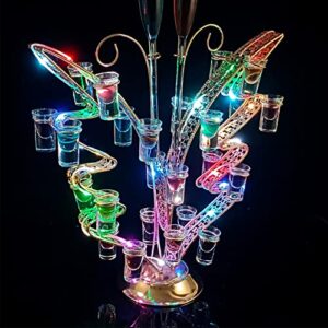 LED Champagne Wine Cup Holder,Butterflies Shaped Cocktail Glass Holder,Wine Glass Holder Display,7 Colors Light,Rechargeable Bar Liquor Shelf for Party Club, KTV, Bar,Birthday, Wedding, Anniversary