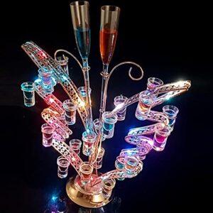 LED Champagne Wine Cup Holder,Butterflies Shaped Cocktail Glass Holder,Wine Glass Holder Display,7 Colors Light,Rechargeable Bar Liquor Shelf for Party Club, KTV, Bar,Birthday, Wedding, Anniversary