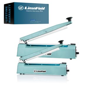 linsnfield sealer pro, 12-inch super impulse heat bag sealer, 5-mm sealing system with patent for never burn out, antioxidant aluminium shield, copper transformer, built-in fuse safety system, white