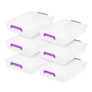 IRIS USA, Inc.IRIS USA 6 Quart Clear Plastic Modular Storage Bins, 6 Pack & 11" Thick Plastic Portable Project Storage Case with Snap-Tight Closure Latch, 6-Pack