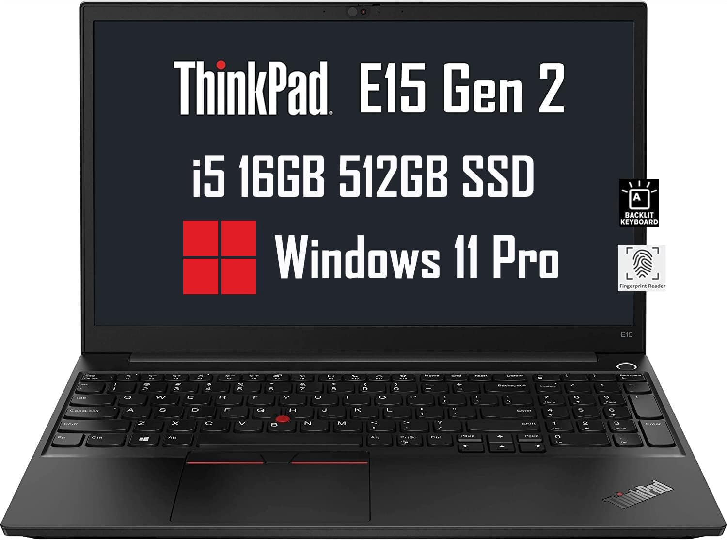 Lenovo ThinkPad E15 Business Laptop (15.6" FHD IPS, Intel Quad-Core i5-1135G7 (Beats i7-10510U), 16GB RAM, 512GB PCIe SSD), Backlit Keyboard, Fingerprint, HD Webcam, Thunderbolt 4, WiFi 6, Win 11 Pro