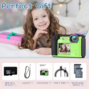 Digital Camera with WiFi 4K 64MP Vlogging Camera for Photography with Dual Screens Point and Shoot Camera with 32GB SD Card, 16X Zoom Compact Camera for Beginners-Green2