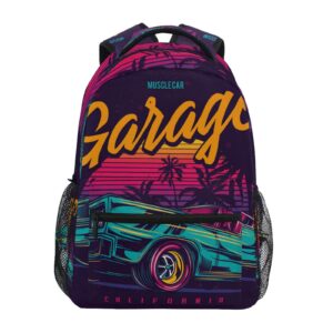 junzan american muscle car yellow laptop backpack 16 inch school travel bags bookbag for kids boys business