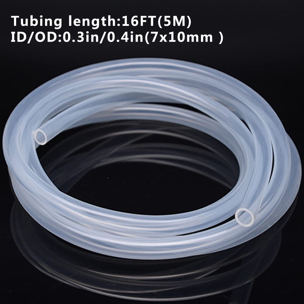 PULACO Plastic Tubing ID/OD 7x10mm (0.3in/0.4in) 16FT for Aquarium, Garden, Pond, Water cooling, Industrial Machine