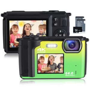 digital camera with wifi 4k 64mp vlogging camera for photography with dual screens point and shoot camera with 32gb sd card, 16x zoom compact camera for beginners-tie2