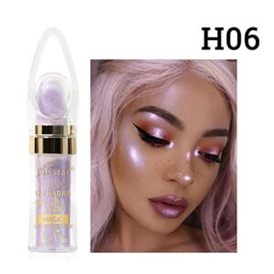 Go Ho Purple Glitter Powder Highlighter Makeup,Highlight Patting Powder with Sponge Head,Fine Shimmer Face Blush Powder Shinning Looking,Powder Puff Stick for Body Hair Glitter Make up,#06 Purple