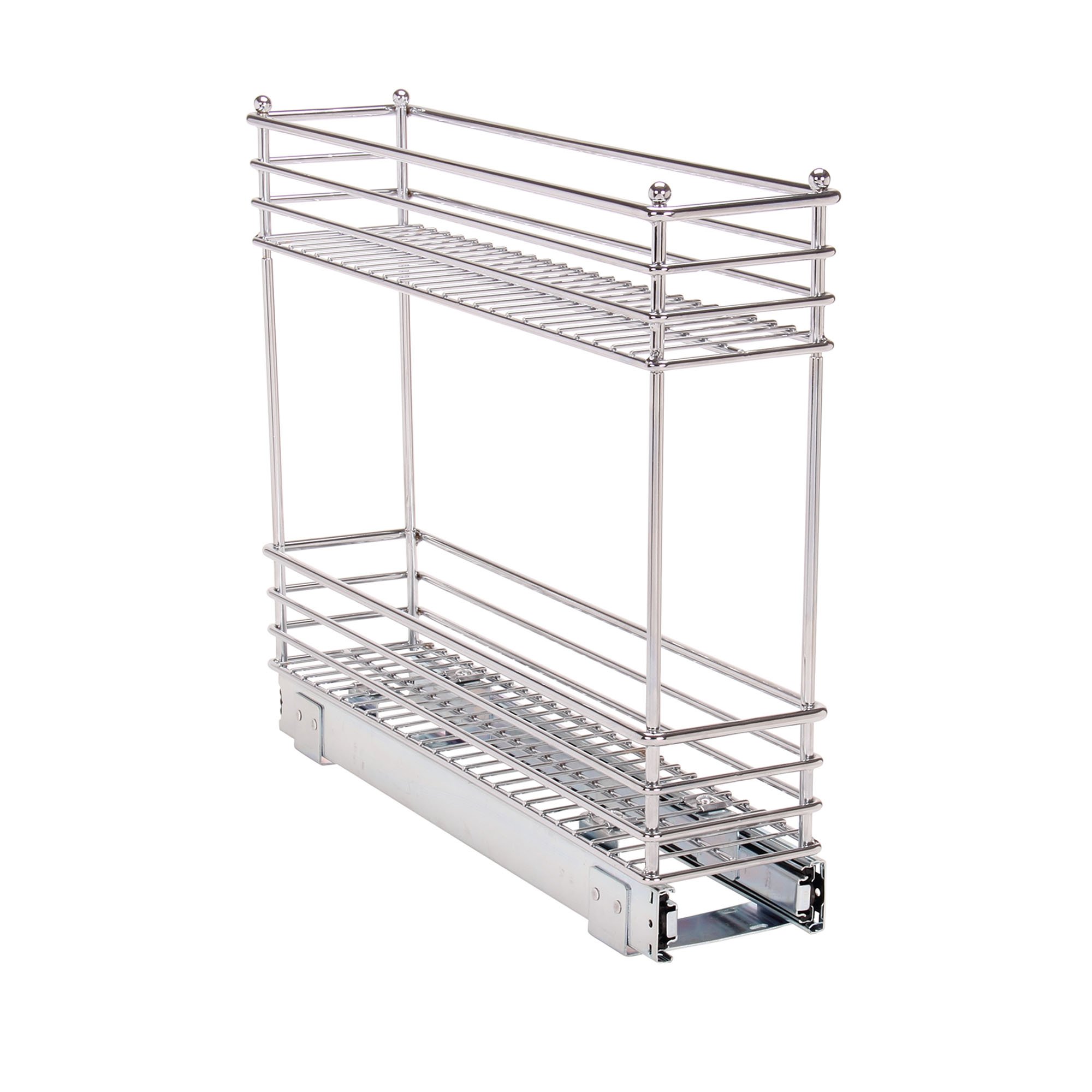 Household Essentials Narrow Sliding Cabinet Organizers (7" and 5"), Two Tier Chrome Organizers, Great for Slim Kitchen and Bathroom Cabinets