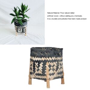 FAMKIT Straw Weaving Flower Plant Basket Nordic Style Hand Woven Flower Baskets Straw Woven Storage Bucket for Home Decoration