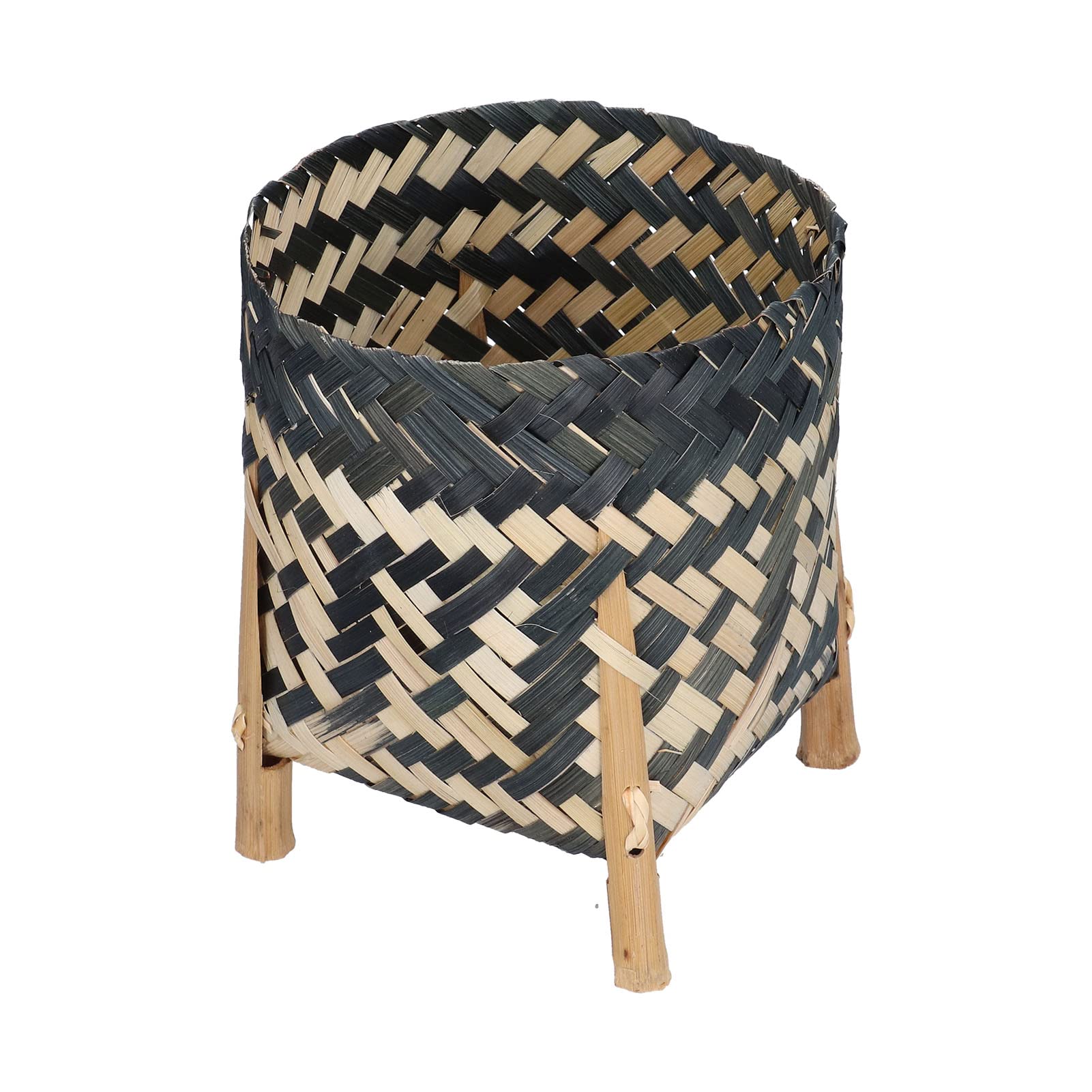 FAMKIT Straw Weaving Flower Plant Basket Nordic Style Hand Woven Flower Baskets Straw Woven Storage Bucket for Home Decoration