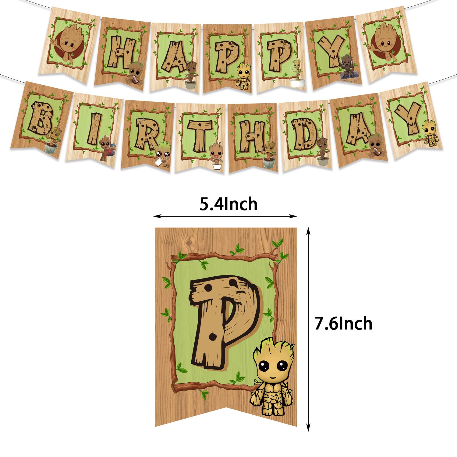 Groot Party Decorations, Groot Birthday Decorations, Groot Birthday Party Supplies，Set Include Banner Balloons Cake Tops