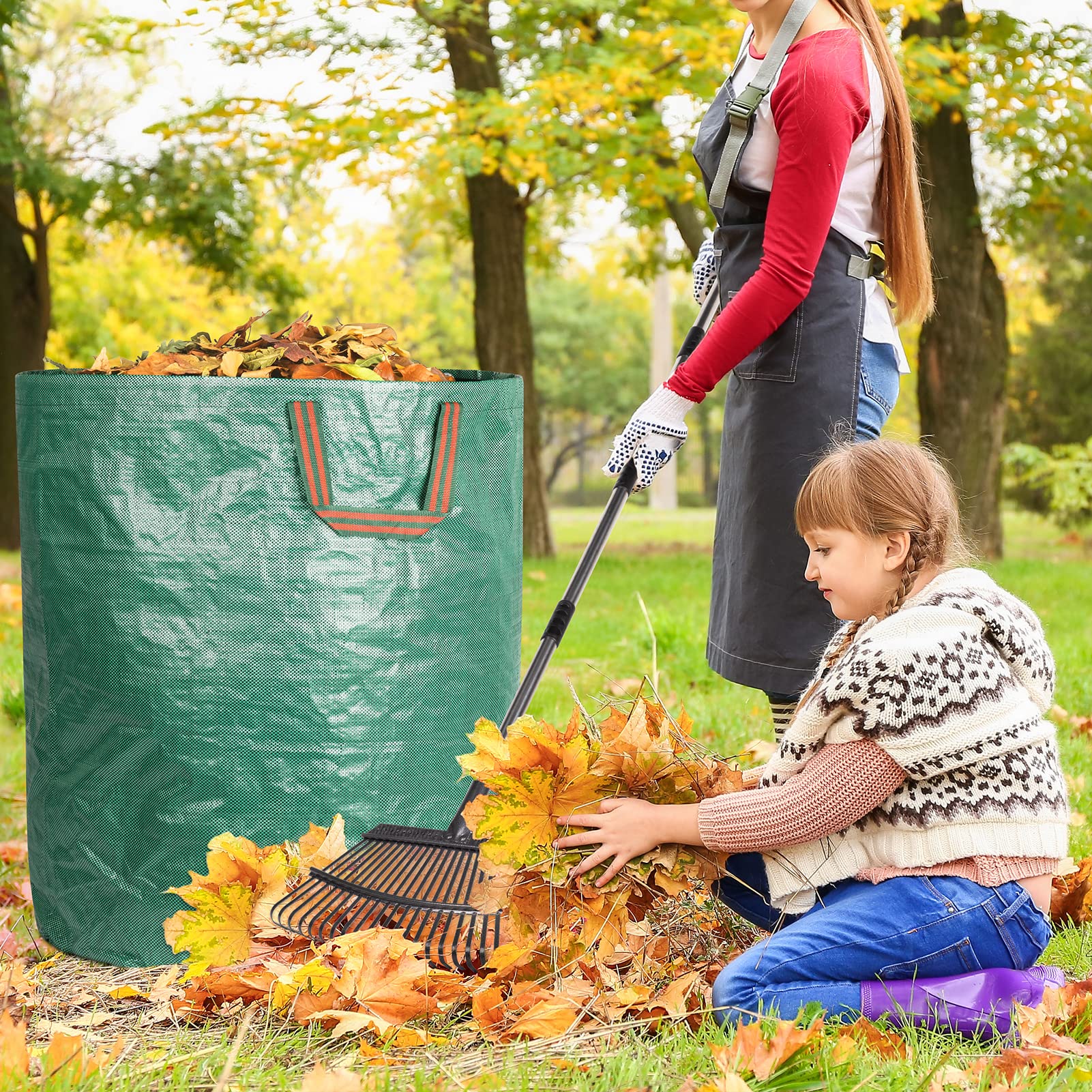 GreatBuddy 72 Gallon Reusable Yard Waste Bag, Heavy Duty, Upright Lawn Bags with 4 Reinforced Handles for Garden Leaves and Waste Collection, Lightweight and Portable (3 Pack)