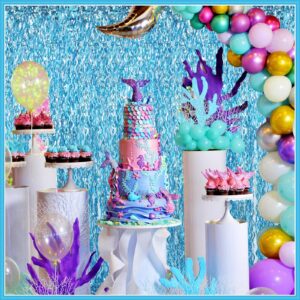 Jutom 6 Pieces Foil Fringe Backdrop Party Fringe Curtain 3.3 x 6.6 ft Tinsel Streamer Backdrop for Graduation Ocean Sea Birthday Wedding Baby Shower Holiday(Light Blue)