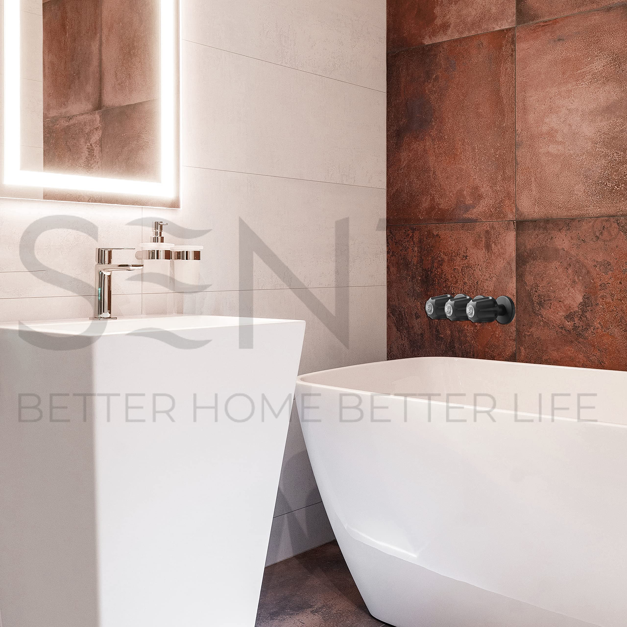 SENTO Bathtub and Shower 3 Handle Tub Trim Set For Gerber Faucets Bathtub Shower, Easy Installation, Heavy Duty Metal, Matte Black