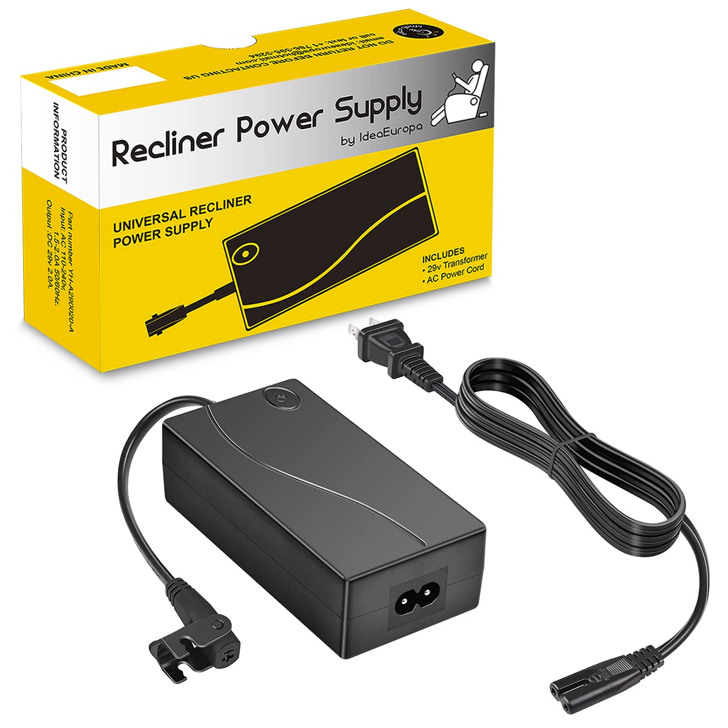 Universal Power Recliner Power Supply Transformer for Electric Reclining Furniture Power Recliner, Lift Chairs Switching Power Supply Transformer 2-pin 29V/24V 2A Adapter with AC Power Cord