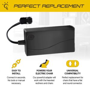 Universal Power Recliner Power Supply Transformer for Electric Reclining Furniture Power Recliner, Lift Chairs Switching Power Supply Transformer 2-pin 29V/24V 2A Adapter with AC Power Cord